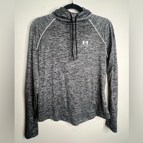 Under Armour medium UA Velocity Wordmark Hoodie heathered Gray sweatshirt EUC - Picture 5 of 12